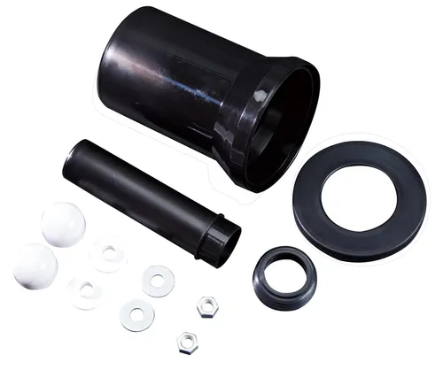 sanicomfort WC Anschlussgarnitur für Wand-WC – Universal Komplettset DN 110 & Ø 45 mm – 180 mm Länge (kürzbar) – Inkl. Dichtungen, Muttern M12 & Abdeckkappen – Anschlussstutzen für Vorwandelemente