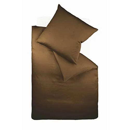 fleuresse Bettwäsche Colours - 3 teilig Mako-Satin, 100% Baumwolle, braun - Bettwäsche aus 100% Baumwolle in Mako-Satin-Qualität, 3-teilig mit Reißverschluss, pflegeleicht und OEKO-TEX® zertifiziert für ein angenehmes Schlafklima.