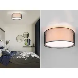 LED Deckenleuchte mit doppeltem Stoff Schirm Weiß & Schwarz Ø50cm für Couchtisch