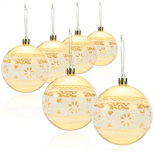 com-four® 6X Weihnachtskugeln, Christbaumkugeln bruchsicher aus Kunststoff für Weihnachten, Baumschmuck für den Christbaum mit Anhänger