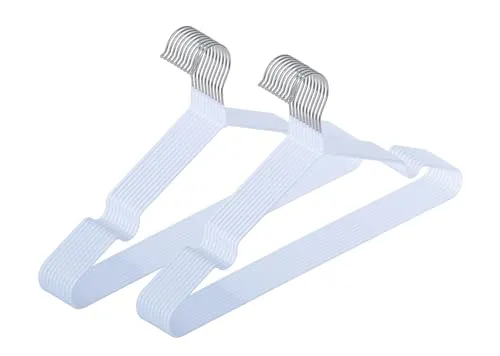 WENKO Kleiderbügel Mod. Sascha Weiß, 20er Set, Garderobenbügel mit Non-Slip Beschichtung, verchromtes Metall, 40,5 x 20 x 0,3 cm, Weiß