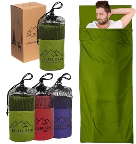 HIGHLAND CAMP Hüttenschlafsack Baumwolle (nur 570g) Mini Schlafsack Ultraleicht