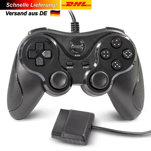 PS2 Dual Vibration Controller EAXUS® Doubleshock Joy-Gamepad Playstation 1 2 NEU