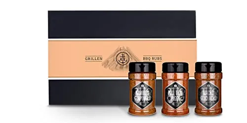 Ankerkraut Geschenk-Set BBQ Rubs, mit Macho Muchacho, Pull that Piggy und Hamburg Gunpowder, zum Verschenken für Freude am Grill, Gewürz mit Streufunktion, hochwertige Deluxe Box mit Banderole
