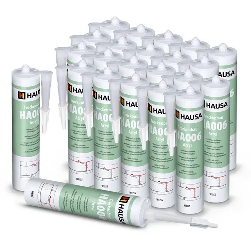 Hausa Maleracryl Dichtstoff 310 ml - Elastische Dichtmasse für Innen & Außen - Fugenmörtel & Putz, flexibles und schnelltrocknendes Acryl mit bis zu 15% Bewegungsaufnahme, ideal für Beton, Putz und Trockenbauwände