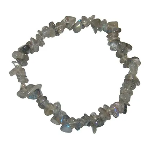 Labradorit Splitter Armband mit schönem blauem Schimmer, auf elastischem Gummi aufgezogen.(3543)