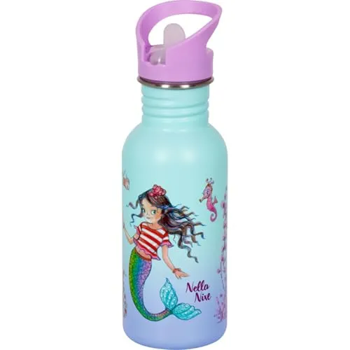 COPPENRATH DIE SPIEGELBURG Trinkflasche Edelstahlflasche - Nella Nixe (ca. 0,5 l), mit leicht zu öffnendem Deckel und Reinigungsbürste