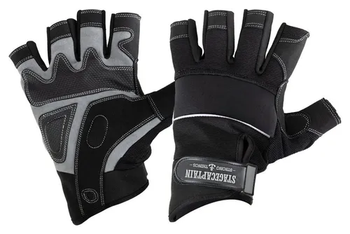 Stagecaptain Arbeitshandschuh-Set Rigger Handschuhe kurze Finger - Größe XL Innenfläche aus Kunstleder