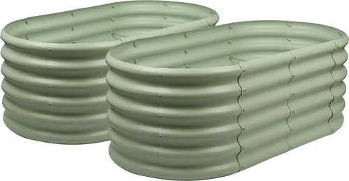 Abgerundete Hochbeete für den Garten – 120 cm x 60 cm x 45 cm – Grün – 2er-Pack