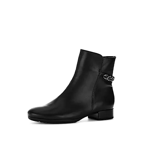Gabor Damen Ankle Boots - Komfortable Stiefeletten in Schwarz - Elegante Ankle Boots aus Glattleder mit praktischem Reißverschluss. Ideal für jeden Anlass, bieten sie durch die komfortable Mehrweite (H) perfekten Tragekomfort bei einer Absatzhöhe von 3 cm.