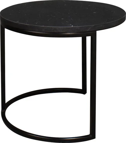 Mäusbacher Couchtisch rund 60cm - Eleganter Couchtisch mit schwarzem Metallgestell und melaminbeschichteter Tischplatte in Keramikoptik. Ideal für stilvolle Wohnzimmer. Made in Germany, einfache Selbstmontage.