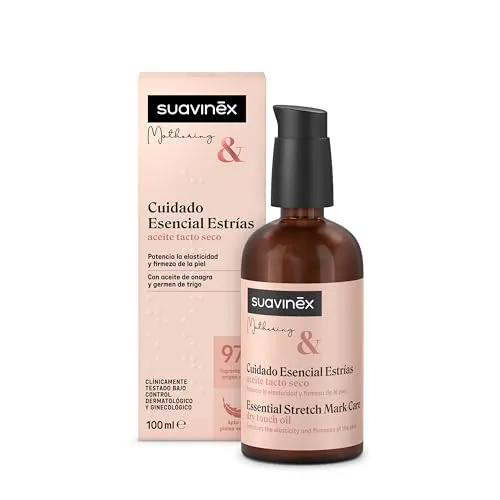 Suavinex Schwangerschaftsöl gegen Dehnungsstreifen - Körperöl zur Vorbeugung von Dehnungsstreifen, verbessert die Elastizität der Haut und lindert Juckreiz, ideal für empfindliche Haut mit 97% natürlichen Inhaltsstoffen.