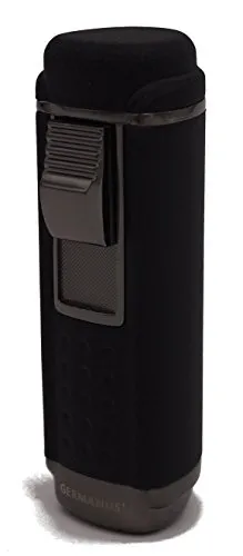 GERMANUS Jetflame Feuerzeug I mit 4 Flammen in Schwarz