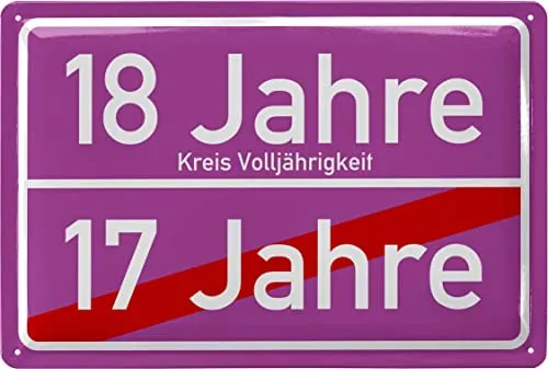 LANOLU Retro Blechschild Ortschschild 18. Geburtstag Mädchen