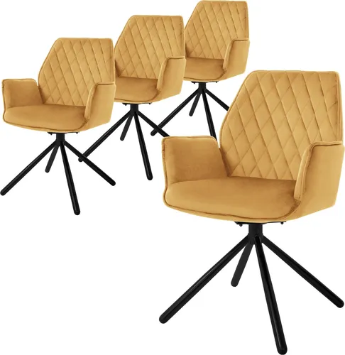 ML-Design 4x Esszimmerstuhl mit Drehfunktion, Senf in gelb von ML DESIGN