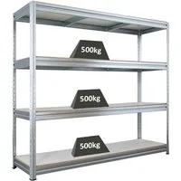 PROREGAL® Schwerlastregal DINO – bis zu 2400kg Traglast - Schwerlastregal für extreme Lasten mit 600kg pro Fachboden, ideal für Lager und Werkstatt. Einfache Steckmontage und verstellbare Höhen für flexible Nutzung.