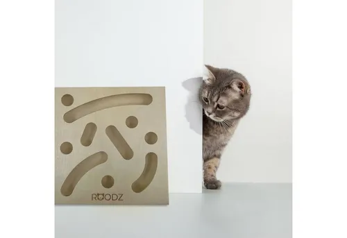 ROODZ Labyrinth Interaktives Spielzeug für Katzen - Katzenbälle für aktiven Spielspaß: Weckt den Jagdtrieb Ihrer Katze mit langlebigem Holz und fördert spielerisch ihre Fähigkeiten.