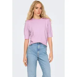 ONLY Rundhalspullover ONLRica - Drapiert & Gerafft in Rosa - Stylischer Pullover aus 93% recyceltem Polyester, mit raffiniertem Drapé-Design und Viertelärmeln. Ideal für einen modernen Look.