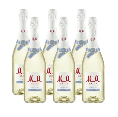 MM Extra Alkoholfrei 0,0% vol. (6 x 0,75l) – Der spritzige Genuss ohne Alkohol für jeden Anlass - Alkoholfreier Sekt mit fruchtigem Bukett aus besten Weinen. Ideal für Feiern und gesellige Runden. Genießen Sie den harmonischen Geschmack nach Apfel und Pfirsich – perfekt zu Antipasti und Desserts.