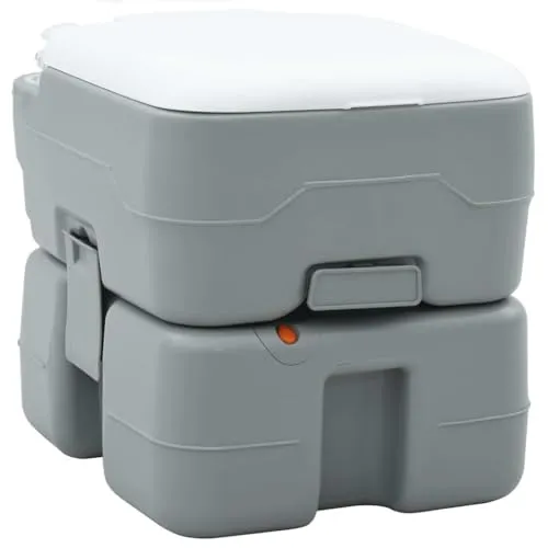 vidaXL Campingtoilette Tragbar Grau 10L Frischwasser 20L Abwassertank - Praktische Campingtoilette für Festivals und Outdoor-Aktivitäten. Kompakt, wasserfest und hygienisch - der perfekte Begleiter für unvergessliche Abenteuer in der Natur.
