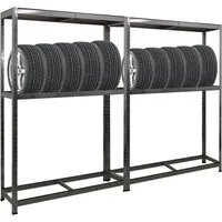 PROREGAL Mega Deal Reifenregal Ragnar 180x120x40cm - Lagerregal für bis zu 16 Reifen auf 2 Ebenen, hohe Traglast von 265 kg pro Ebene, verzinkte Stahlkonstruktion für Langlebigkeit, einfach aufzubauen mit Easy-Slide-System.