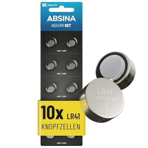 ABSINA AG3 LR41 Knopfzelle 10er Pack von ABSINA