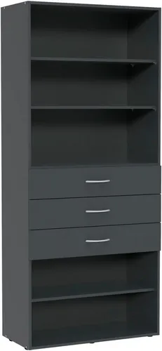 Wimex Standregal Multiraumkonzept, Grafit - Standregal, planbar und erweiterbar mit 3 Schubladen und 5 Fächern für flexiblen Stauraum in jedem Raum. Made in Germany für höchste Qualität.