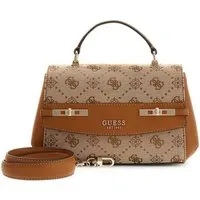 GUESS Damen Melinda Logo Top Handle Flap Handtasche, Latte-Logo, Einheitsgröße