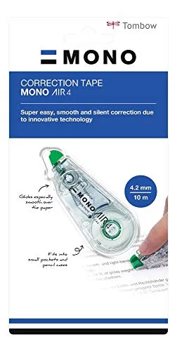 Tombow CT-CA4-1P Korrekturroller Mono air 4, seitliches Abrollen, 4,2 mm x 10 m, transparent, geblistert