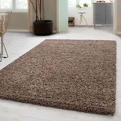 Carpetsale24 Teppich Hochflor Einfarbig Flauschiger Langflor Shaggy Flokati Wohnzimmerteppich, Mokka, 240 x 340 cm