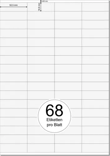 PRINTATION Papier-Etiketten (B52,5xH16,9mm) 25xA4 à 68 Eti. 1548825-NP