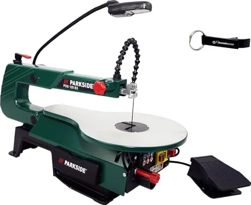 Parkside Dekupiersäge PDS 120 - Präzise Feinsäge für kreative Projekte - Sägen: Ideal für präzise Feinsägearbeiten in Holz, Kunststoff und mehr. Mit stufenlos einstellbarer Hubzahl und LED-Arbeitsleuchte für optimale Sicht.