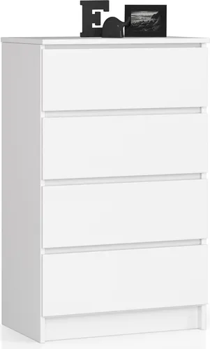 Kommode mit vier Schubladen 99 cm hoch und 60 cm breit, Wohnzimmer, Schlafzimmer, Flur, Schrank, Sideboard, Highboard, viel Stauraum, weiß