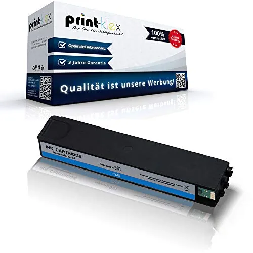 Print-Klex Tintenpatrone kompatibel für HP PageWide Enterprise Color Flow MFP 586 f Color Flow MFP 586 z Managed Color Flow MFP E 58650 dn MFP E 58650 z J3M68A 981A Cyan Blau - Office Pro Serie