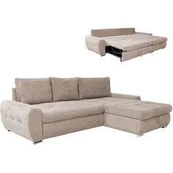 Beige Ecksofa mit Liegefunktion und Staukasten