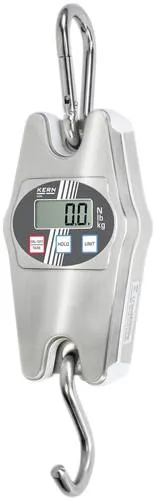 Kern Kranwaage HCN 50K100IP - Edelstahl Wildtierwaage - Kofferwaage bis 50 kg mit Peak-Hold Funktion für präzise Gewichtsanzeige. IP65 Schutz gegen Staub und Spritzwasser, ideal für Warenein- und -ausgang.