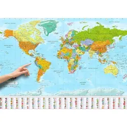 Weltkarte XXL Poster - Bunt - XXL Weltkarte Poster 140x100cm mit 3D Reliefstruktur für plastische Detailwahrnehmung. Perfekte Wanddekoration für Bildung und Inspiration, ideal für Weltenbummler.