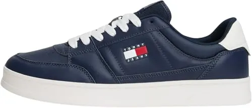 TOMMY JEANS Herren Cupsole Sneaker The Greenwich New aus Leder, Blau (Dark Night Navy), 45