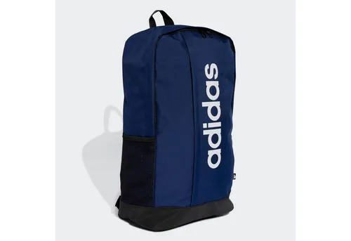 adidas Unisex LINEAR BACKPACK - Dunkelblau/Weiß - Rucksack aus 100% recyceltem Polyester mit gepolsterten, verstellbaren Schultergurten und strapazierfähigem Boden, ideal für Schule und Freizeit.