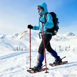 vidaXL 3 in 1 Schneeschuhe mit Wanderstöcken Rot und Schwarz 25 Zoll