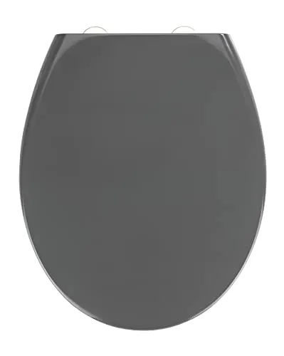 WENKO WC-Sitz Samos Grau - Hygienischer Toilettensitz mit Absenkautomatik, antibakteriell und einfach zu reinigen mit Fix-Clip Befestigung