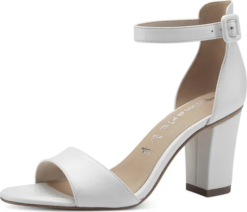 Tamaris Damen Sandalette 1-28326-20, Weiß, Leder, Blockabsatz - Wanderschuhe mit geschlossener Ferse und TOUCHit-Fußbett für höchsten Tragekomfort. Ideal für elegante Sommeroutfits und besondere Anlässe.