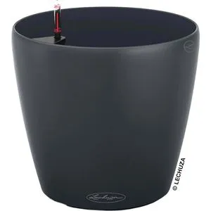 Lechuza Übertopf CLASSICO Color 28 - schiefergrau - Garten-Zubehör mit intelligentem Erdbewässerungssystem, 2 Liter Wasserspeicher, bruchsicherem Kunststoff und UV-beständig für Innen und Außen.