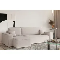 Kaiser Möbel Ecksofa mit Schlaffunktion und Bettkasten - L-Form Beige - Sofa in moderner L-Form mit Schlaffunktion und Bettkasten, ideal für gesellige Abende und Übernachtungen. Hochwertiger Stoff NEVE für höchsten Komfort und zeitloses Design.