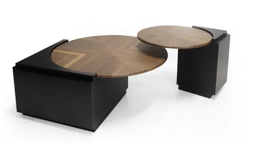 Moderner runder Couchtisch in Schwarz – Elegantes Design für Ihr Wohnzimmer - Stylischer Couchtisch aus MDF, 95 cm Durchmesser, ideal für moderne Wohnräume. Mit zwei Jahren Herstellergarantie und ohne Montageaufwand.