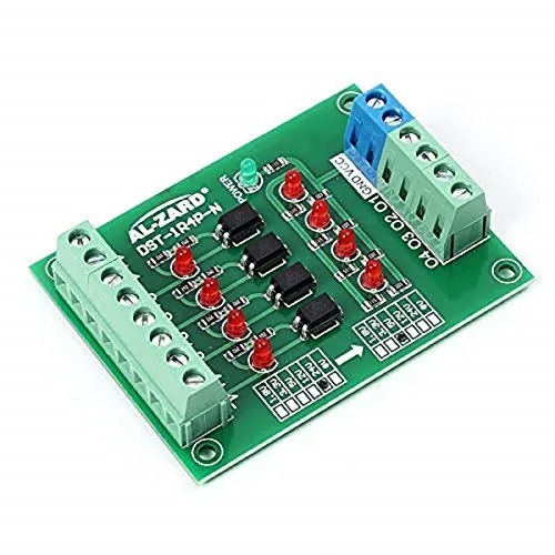 Produktbild 4-Kanal-Optokoppler-Isolationsmodul, 24V bis 5V 4 Kanal Optokoppler Isolator PLC Signalpegel Spannungswandler Modul