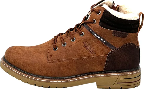 Nowalnd Herren gefütterte Winterstiefel Outdoor Trekking Schuhe, Rot/Braun, Größe 42 - Wärmende Herren-Winterstiefel mit hohem Schaft für Knöchelschutz und Stabilität. Ideal für Outdoor-Aktivitäten und den Alltag. Robustes Design und austauschbare Einlegesohlen bieten Flexibilität und Komfort.