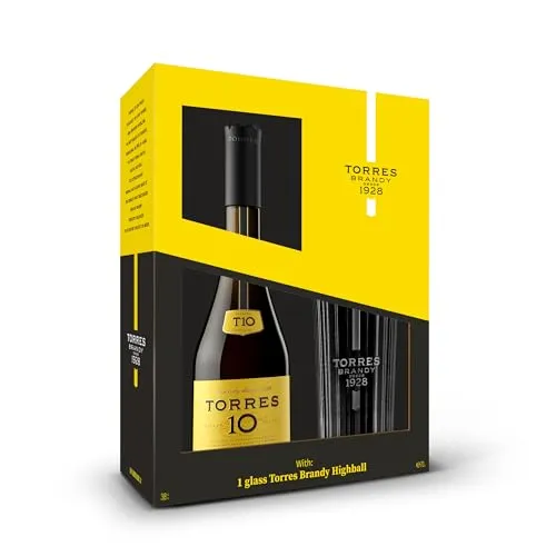 Torres Brandy | 10 Reserva Imperial inkl. Glas| Mehrfach ausgezeichneter spanischer Brandy | Aus der Weinregion Penedès | 700ML | 38%