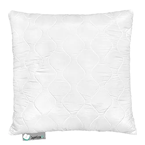 SuperKissen24. Kopfkissen aus Mikrofaser 80x80 cm mit Polyester Kissenfüllung - waschbares Innenkissen geeignet für Allergiker - Couchkissen, Sofakissen, Dekokissen - Good Sleep Weiß