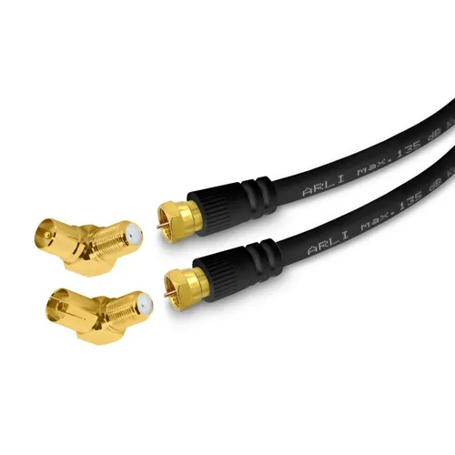 3m Antennenkabel Winkel TV Anschlusskabel 135dB HD Kabel gold 4K UHD schwarz